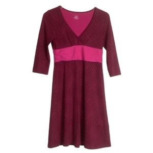 Patagonia Margot 3/4 sleeve dress Magenta with pink belt